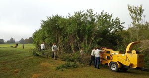 ACI crew chipping brush and cleaning up debris